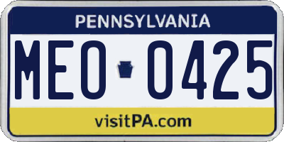 PA license plate MEO0425