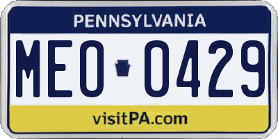PA license plate MEO0429