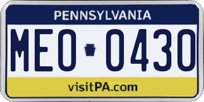 PA license plate MEO0430