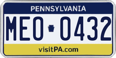PA license plate MEO0432