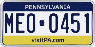 PA license plate MEO0451