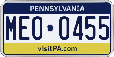 PA license plate MEO0455