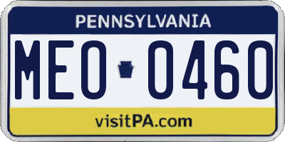 PA license plate MEO0460