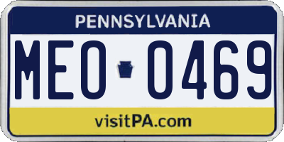 PA license plate MEO0469