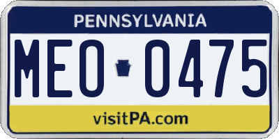 PA license plate MEO0475