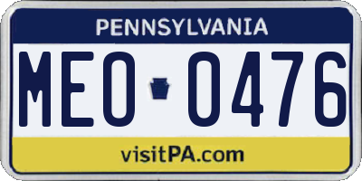 PA license plate MEO0476