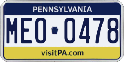 PA license plate MEO0478