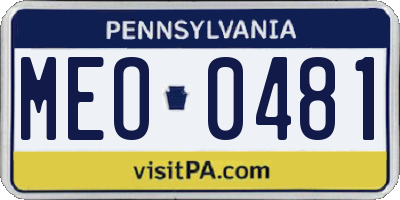 PA license plate MEO0481