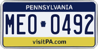 PA license plate MEO0492