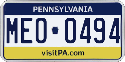 PA license plate MEO0494
