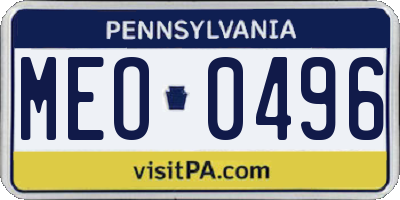 PA license plate MEO0496