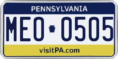 PA license plate MEO0505