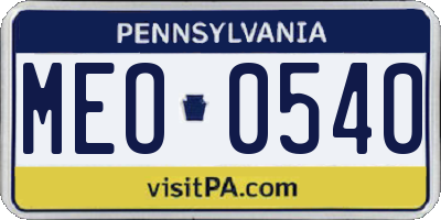 PA license plate MEO0540