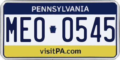 PA license plate MEO0545