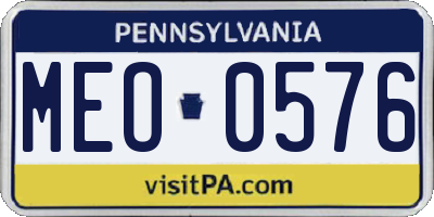 PA license plate MEO0576