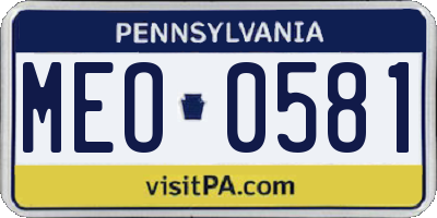 PA license plate MEO0581