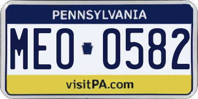 PA license plate MEO0582