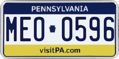 PA license plate MEO0596
