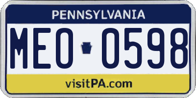 PA license plate MEO0598