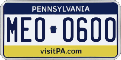 PA license plate MEO0600