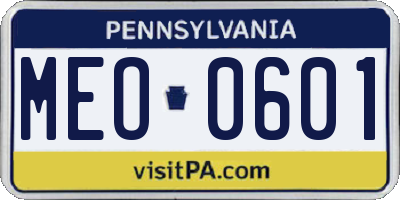 PA license plate MEO0601