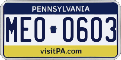 PA license plate MEO0603