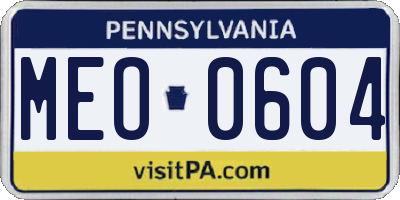 PA license plate MEO0604