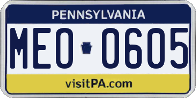 PA license plate MEO0605
