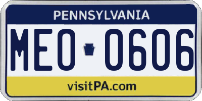 PA license plate MEO0606