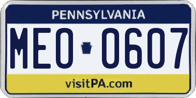 PA license plate MEO0607