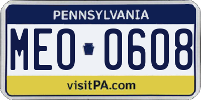 PA license plate MEO0608