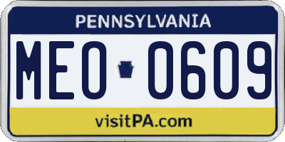 PA license plate MEO0609