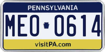PA license plate MEO0614