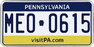 PA license plate MEO0615