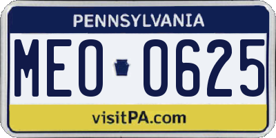 PA license plate MEO0625