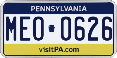 PA license plate MEO0626