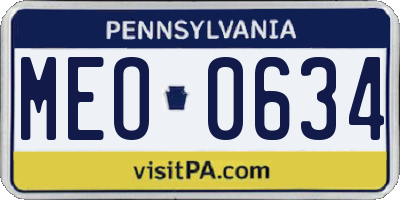 PA license plate MEO0634