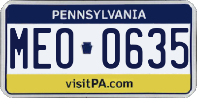 PA license plate MEO0635