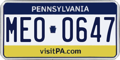 PA license plate MEO0647
