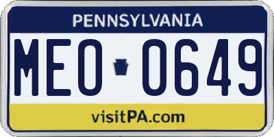 PA license plate MEO0649