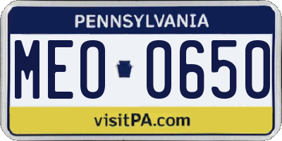 PA license plate MEO0650