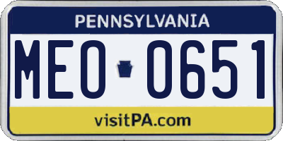 PA license plate MEO0651