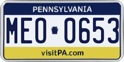 PA license plate MEO0653
