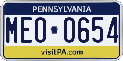PA license plate MEO0654