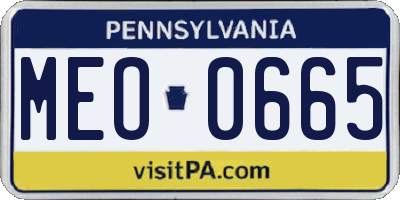 PA license plate MEO0665