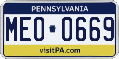 PA license plate MEO0669