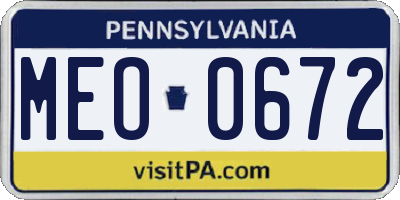 PA license plate MEO0672