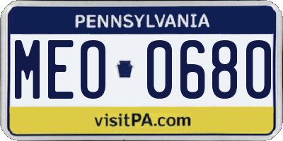 PA license plate MEO0680
