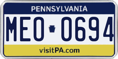 PA license plate MEO0694