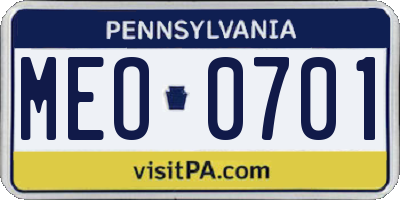 PA license plate MEO0701